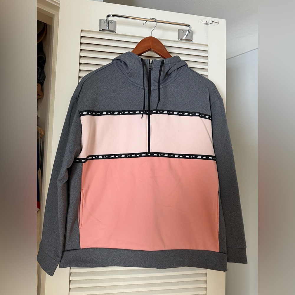 Gray and Pink Nike 3/4 zip hoodie size S